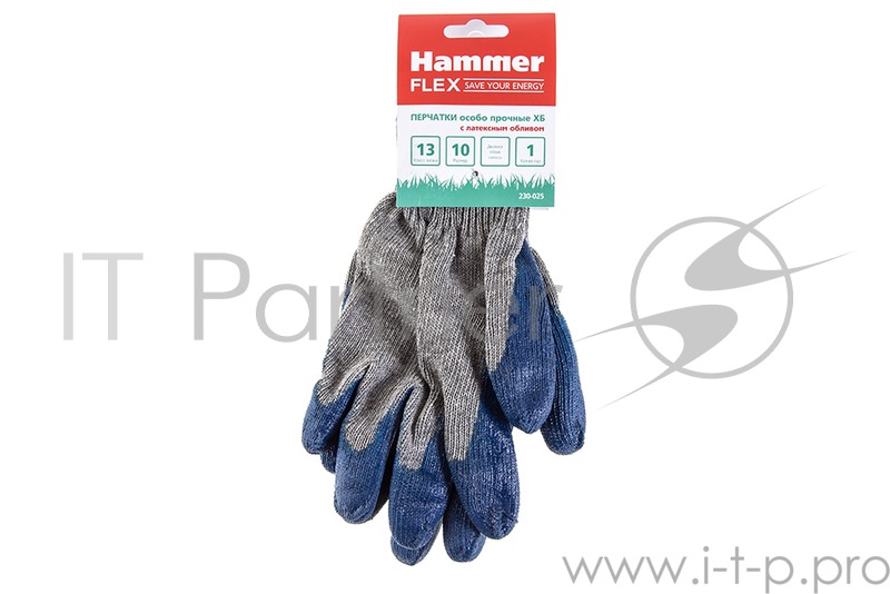 Перчатки Hammer Flex 230-025 особо прочные ХБ с латексным обливом