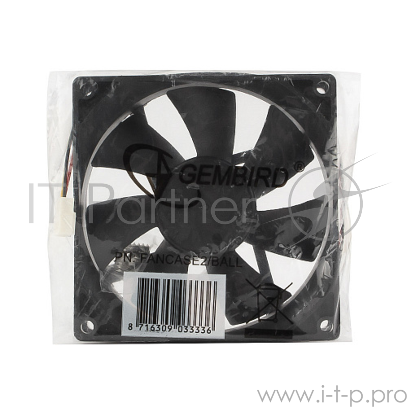Вентилятор Gembird Вентилятор для корпуса 92x92x25mm, ball, узкий разъем 3 pin FANCASE2/BALL