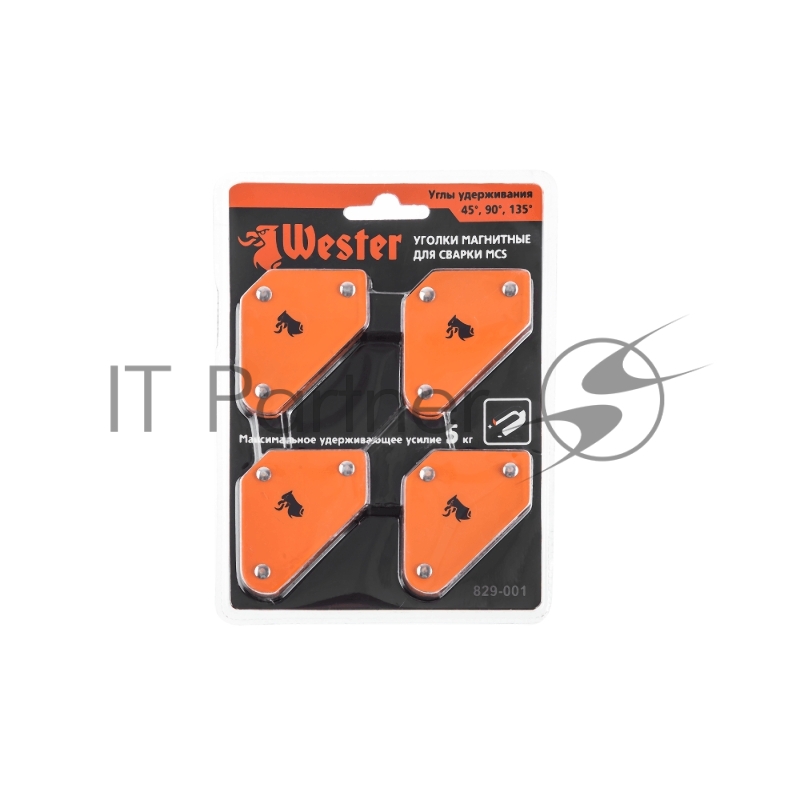 Уголки магнитные для сварки WESTER MCS (4 шт.) 829-001, углы 45°, 90°, 135°, 5кг