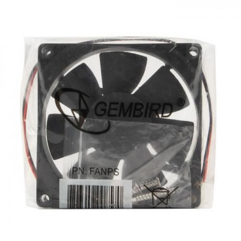 Вентилятор Gembird Вентилятор 80x80x25, втулка, 2 pin, провод 30 см (FANPS)