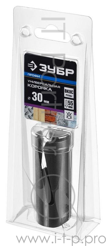 Коронка твердосплавная ЗУБР 29514-30 ПРОФИ ПРОУНИВЕРСАЛ бетон кирпич керам d30мм