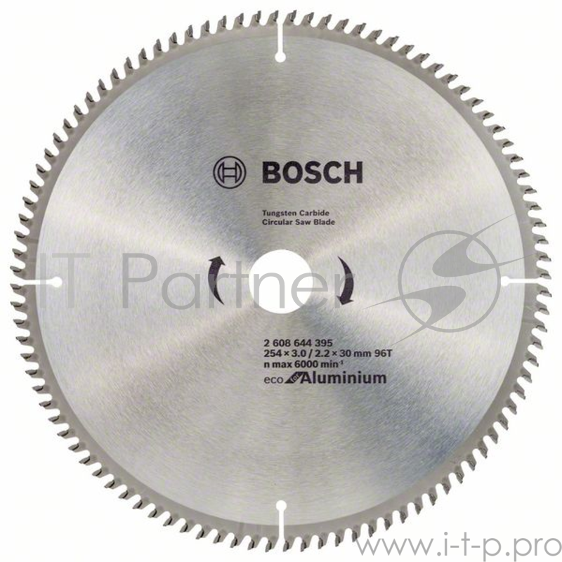 Диск пильный твердосплавный BOSCH ECO AL 254x30-96T (2.608.644.395) по алюминию