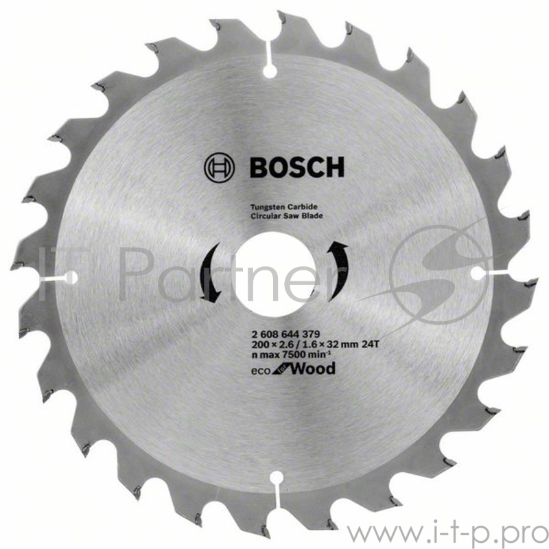 Диск пильный твердосплавный BOSCH ECO WO 200x32-24T (2.608.644.379) по дереву