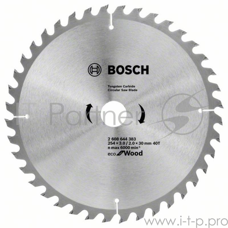 Диск пильный твердосплавный BOSCH ECO WO 254x30-40T (2.608.644.383) по дереву
