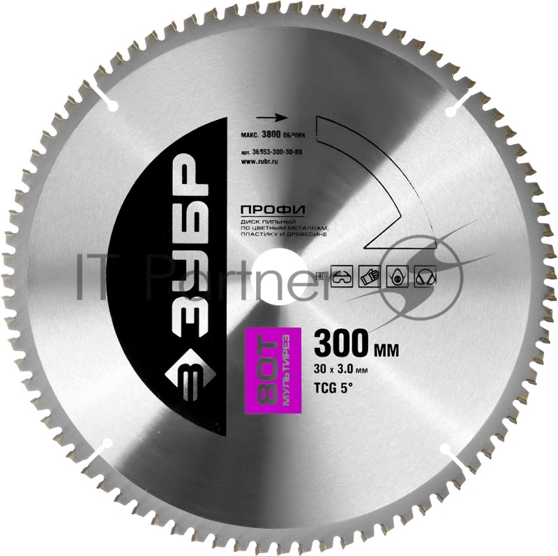 Круг пильный твердосплавный ЗУБР 36853-200-32-60 ПРОФИ точный-мульти рез 60T 200х32мм