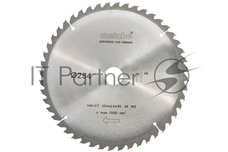 Круг пильный твердосплавный METABO 628061000 254x30 НМ 48WZ 5 отр. дляторцовок