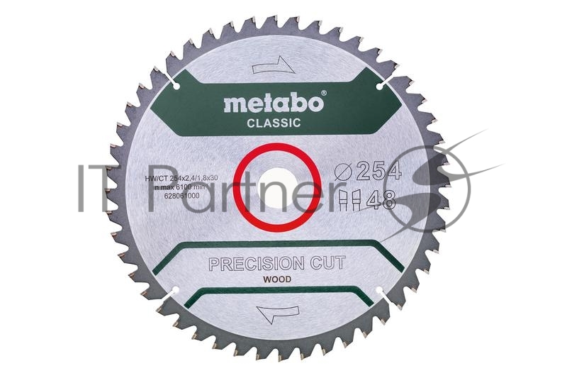 Круг пильный твердосплавный METABO 628061000 254x30 НМ 48WZ 5 отр. дляторцовок