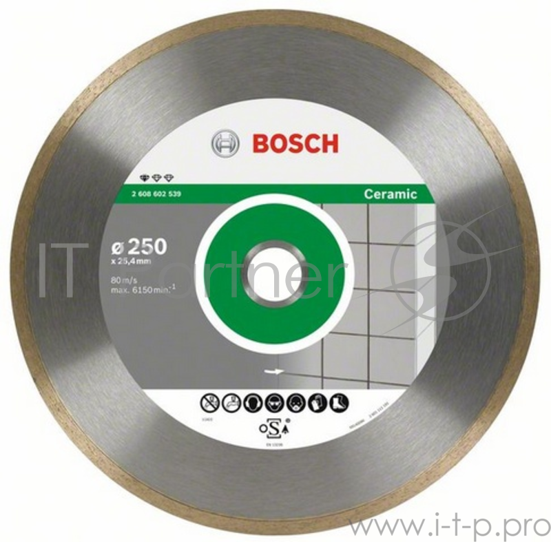 Диск алм. BOSCH Standard for Ceramic 250x25.4/30 корона (сплошной) (2.608.602.539) 250 Х 25.4/30 ко