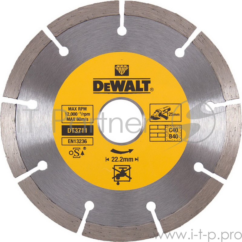 Диск алм. DeWALT DT3711-QZ сегментный универсальный, 125x22.2x1.8мм
