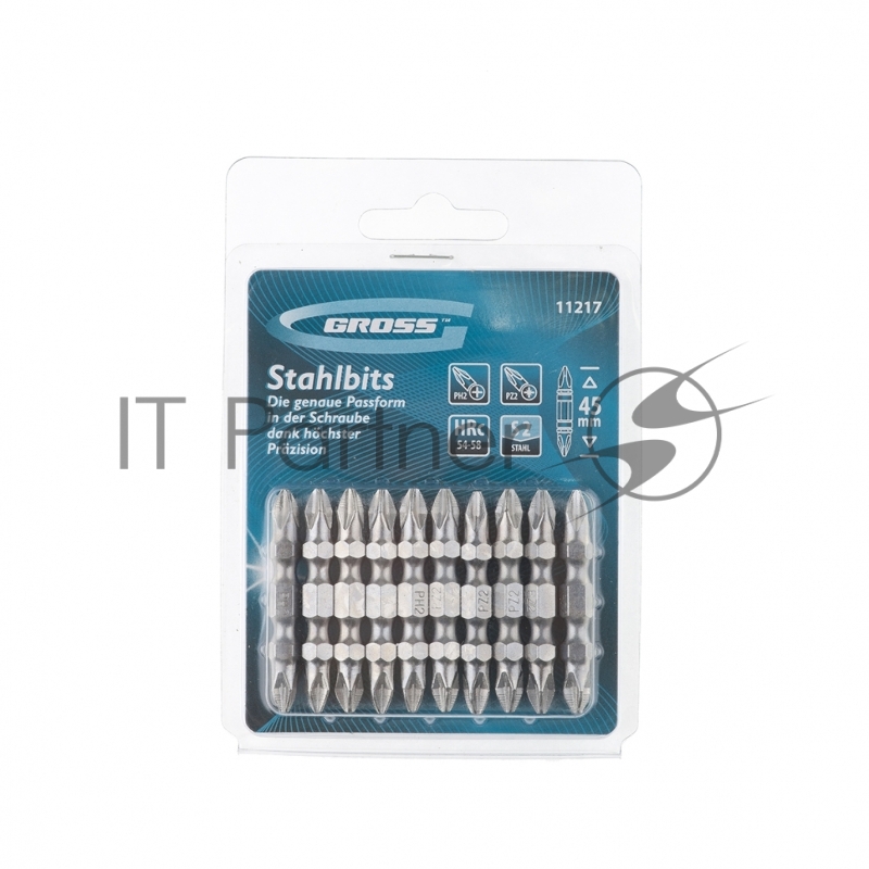 Набор бит GROSS 11217 двухстор. ph2-pz2х45мм сталь s2 10шт