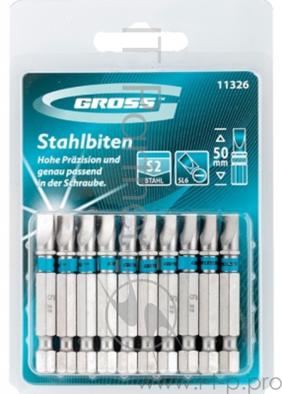 Набор бит GROSS 11326 sl6.0х50 сталь s2 10шт