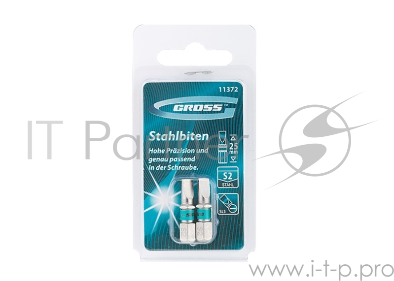 Набор бит GROSS 11372 sl5.0х25 сталь s2 2шт
