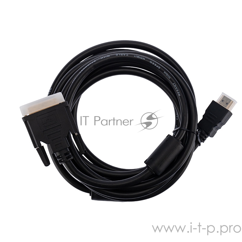 Кабель Rexant (17-6305) Шнур HDMI - DVI-D gold 3М с фильтрами