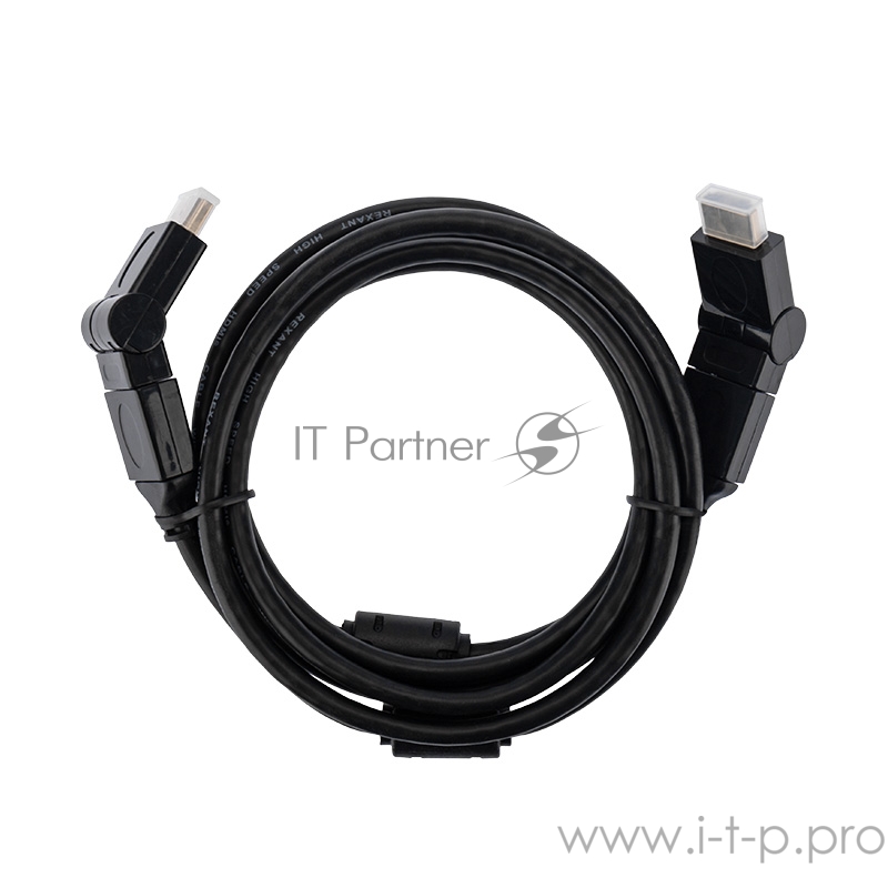 Кабель Rexant (17-6204-3) Шнур HDMI - HDMI gold 2М с фильтрами угловой 360°