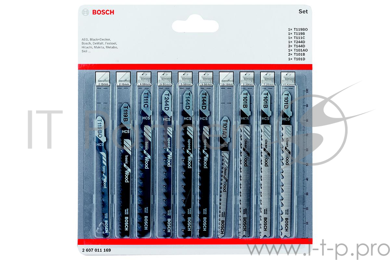 Набор пилок BOSCH 2607011169 лобзиковых 10шт wood