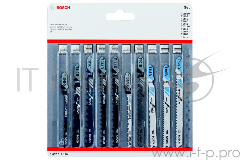 Набор пилок BOSCH 2607011170 лобзиковых 10шт wood&metal