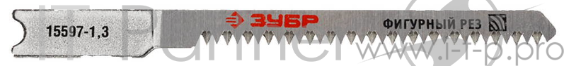 Пилки для лобзика ЗУБР 15597-1.3 ЭКСПЕРТ CrV по дереву фигурный рез US-хвостовик шаг1.3мм 50мм 3шт