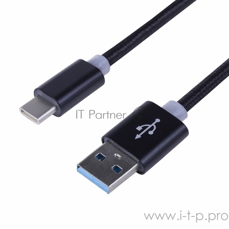 Кабель Rexant (18-1884) Шнур USB 3. 1 type C (male) - USB 2. 0 (male) в тканевой оплетке 1M черный