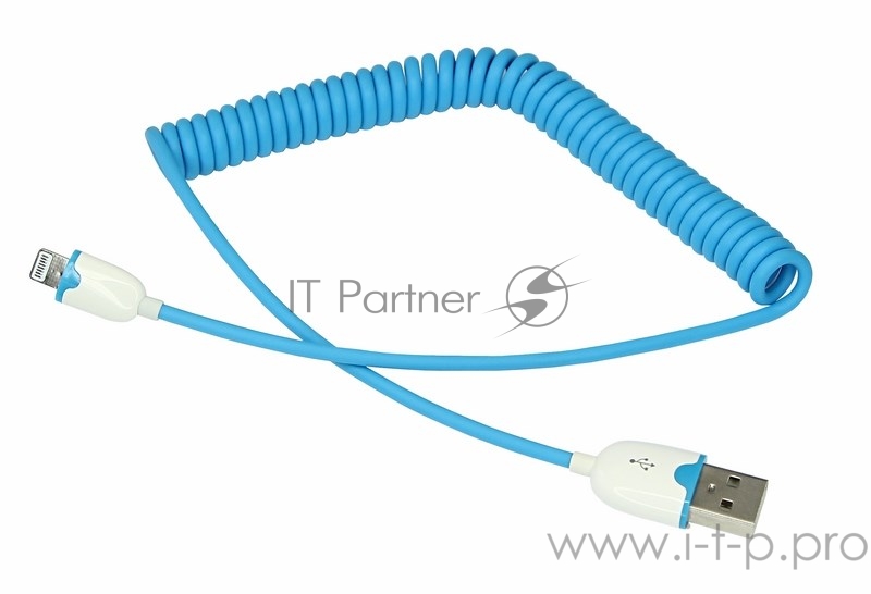 Кабель Rexant (18-4203) USB кабель для iPhone 5/6/7 моделей шнур спираль (усиленный) 1М синий