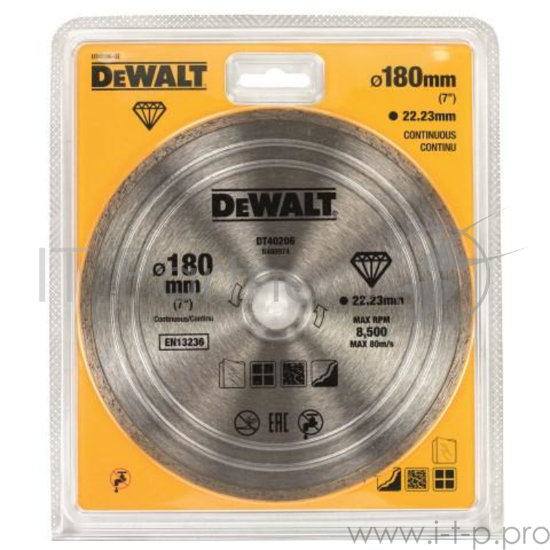Алм.круг DEWALT DT40206-QZ сплошной керамик.180х22.2
