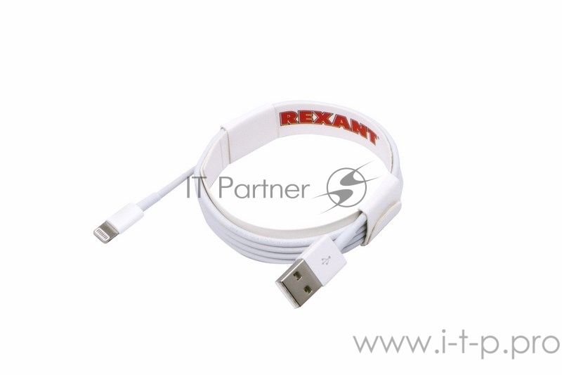 Кабель Rexant (18-0000) USB кабель для iPhone 5/6/7 моделей (чип MFI) 1М белый