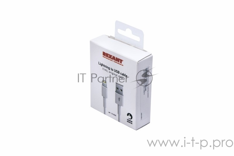 Кабель Rexant (18-0000) USB кабель для iPhone 5/6/7 моделей (чип MFI) 1М белый