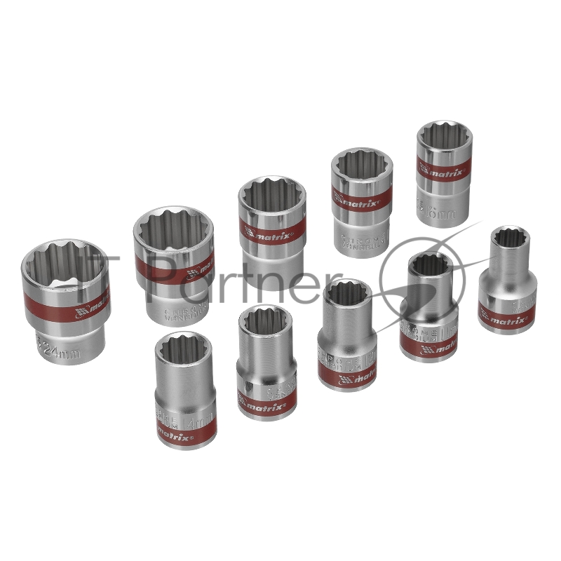 Набор головок MATRIX 13596 набор торцевых головок 1/2 12-ти гр. crv 10шт. 10-24мм