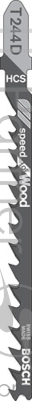 Пилка для лобзика BOSCH T244D (2.608.630.058) дерево, быстро, по кривой, 100мм, шаг 4.0-5.2, HCS, 5