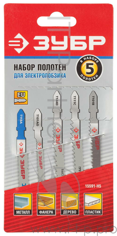 Набор пилок ЗУБР 15591-H5 набор пилки МАСТЕР по дереву и металлу EU-хвост. 5шт.
