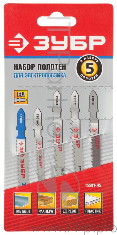 Набор пилок ЗУБР 15591-H5 набор пилки МАСТЕР по дереву и металлу EU-хвост. 5шт.