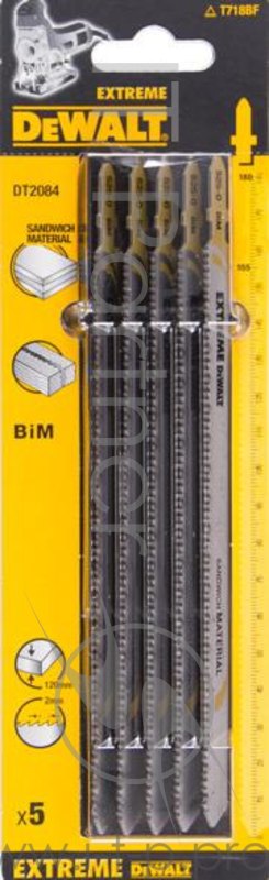 Пилка д/лобзика DEWALT DT2084-QZ п/сэндвич-панелям BIM EXTREME. 1180x148x2x120 мм, T718BF 5шт