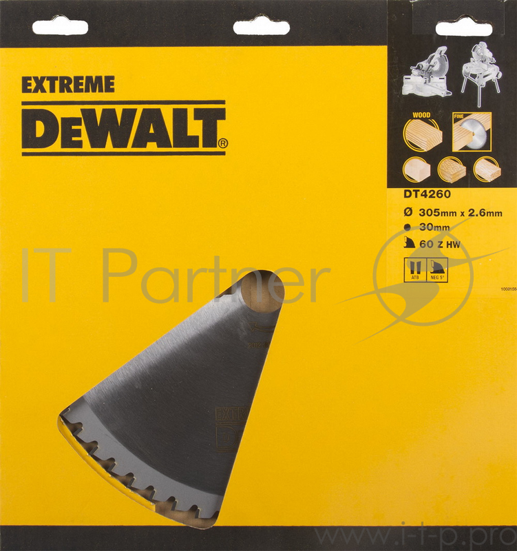 Круг пильный твердосплавный DeWALT DT4260-QZ по дер./алюм. EXTREME DeWALT®305/30 1.8/2.6 60 WZ -5°