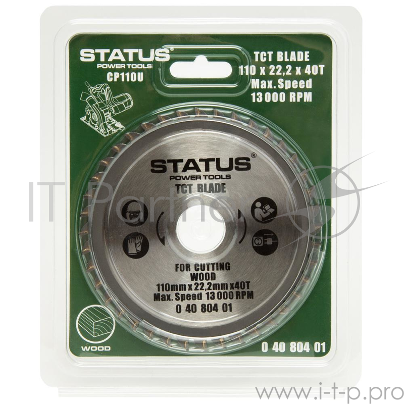 Диск пильный твердосплавный STATUS TCT 40T 40т с победитовыми напайками 110x22.2мм
