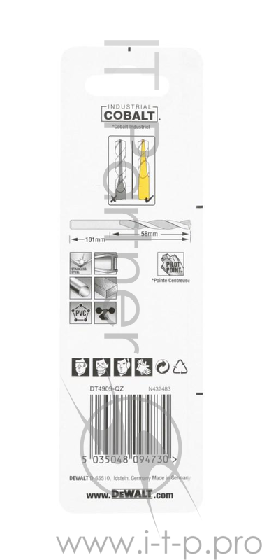Сверло DEWALT DT4909-QZ п/мет.COBALT 8%,6.5х101х58мм