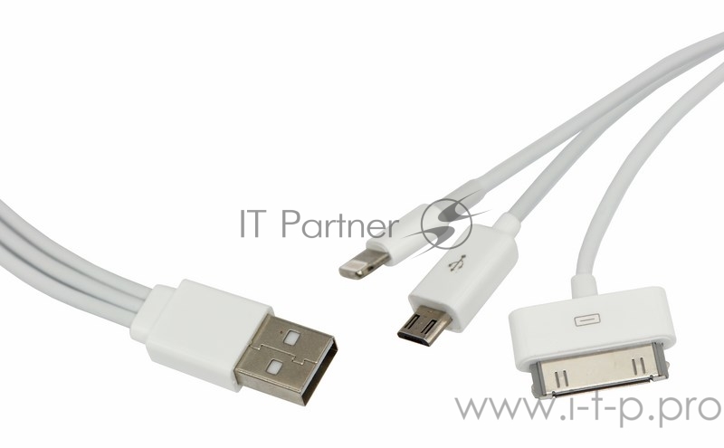 Кабель Rexant (18-1126) USB кабель 3 в 1 только для зарядки iPhone 5/iPhone 4/microUSB белый