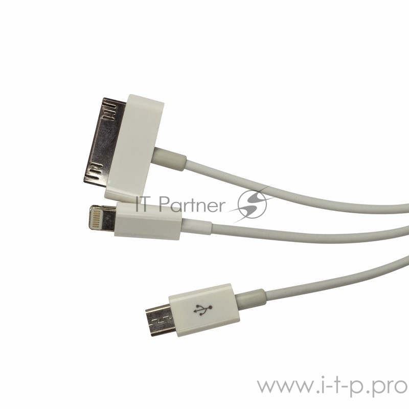 Кабель Rexant (18-1126) USB кабель 3 в 1 только для зарядки iPhone 5/iPhone 4/microUSB белый