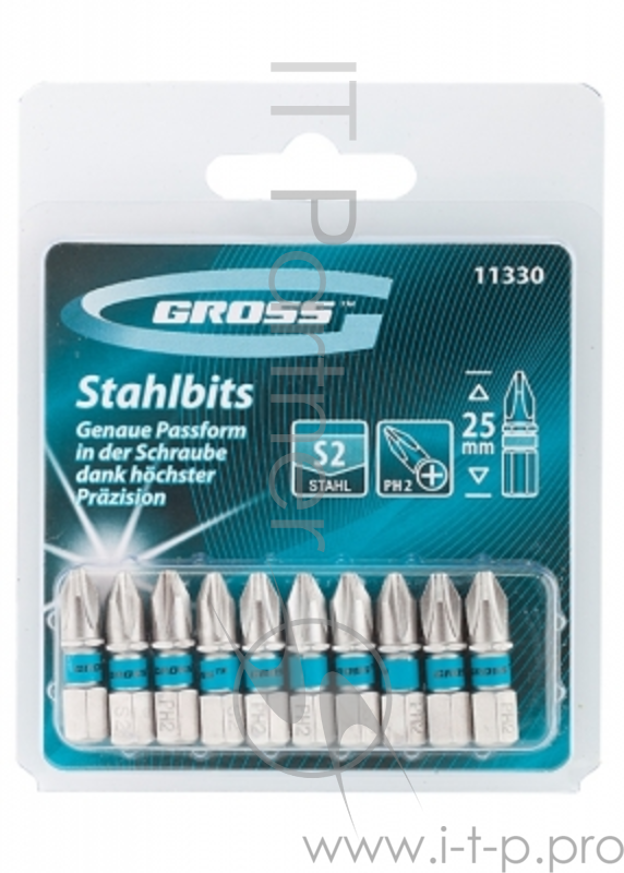 Набор бит GROSS 11330 ph2х25 сталь s2 10шт