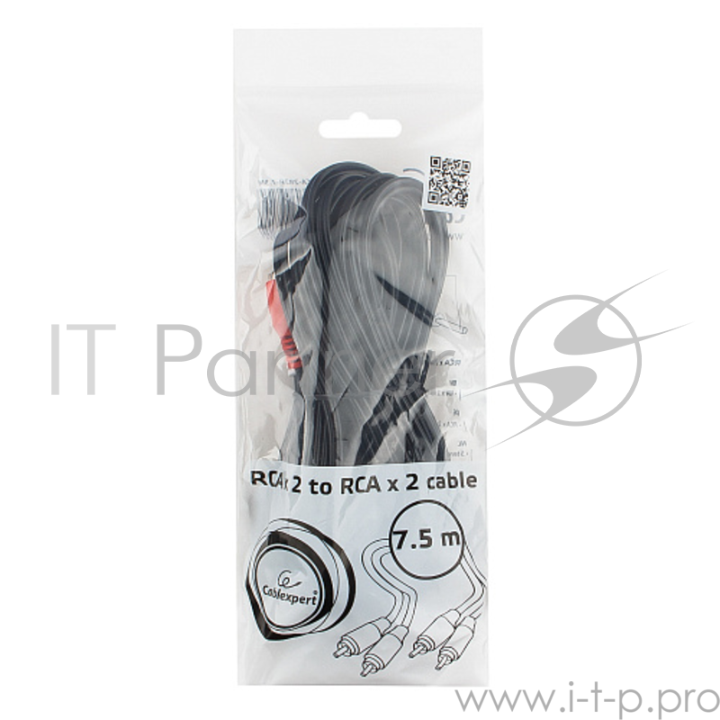 Кабель Cablexpert Кабель аудио, 2xRCA / 2xRCA, 7,5м (CCA-2R2R-7.5M)