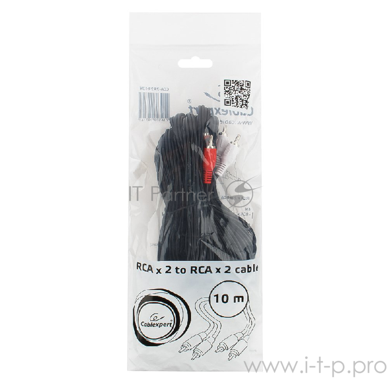 Кабель Cablexpert Кабель аудио, 2xRCA / 2xRCA, 10м (CCA-2R2R-10M)