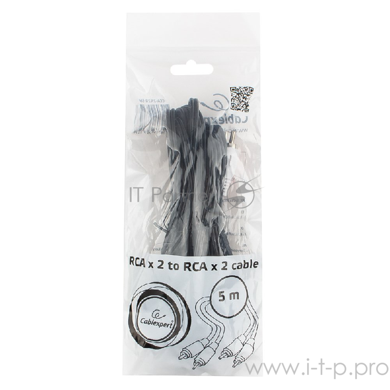 Кабель Cablexpert Кабель аудио, 2xRCA / 2xRCA, 5м (CCA-2R2R-5M)