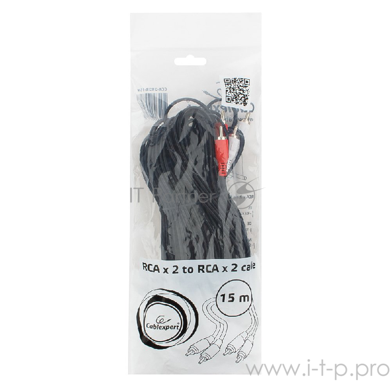 Кабель Cablexpert Кабель аудио, 2xRCA / 2xRCA, 15м (CCA-2R2R-15M)