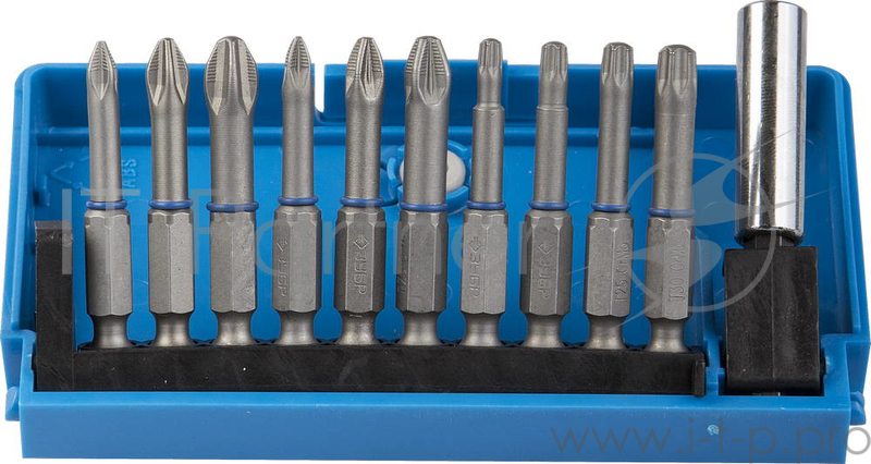 Набор бит ЗУБР ЭКСПЕРТ 26091-H11 Cr-Mo 10шт обточенные 50мм+адаптер