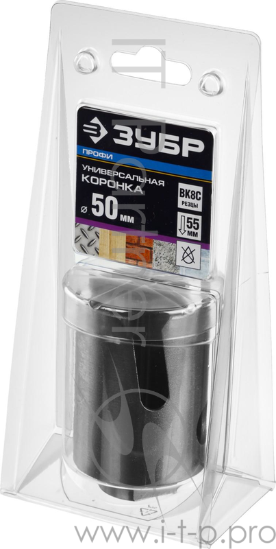 Коронка твердосплавная ЗУБР 29514-50 ПРОФИ ПРОУНИВЕРСАЛ бетон кирпич керам d50мм