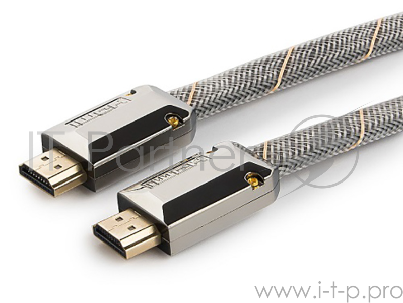 Кабель Кабель HDMI Cablexpert, серия Platinum, 1 м, v2.0, M/M, плоский, позол.разъемы, металлический корпус, нейлоновая оплетка, блистер (CC-P-HDMI04-1M)