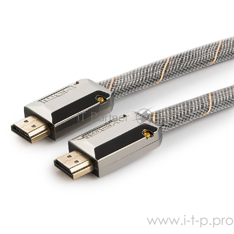 Кабель Кабель HDMI Cablexpert, серия Platinum, 1 м, v2.0, M/M, плоский, позол.разъемы, металлический корпус, нейлоновая оплетка, блистер (CC-P-HDMI04-1M)