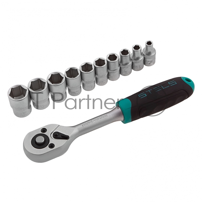 Набор головок STELS 14125 набор торцевых головок 1/4 головки 4 - 13мм с трещот. ключом crv 11пр.