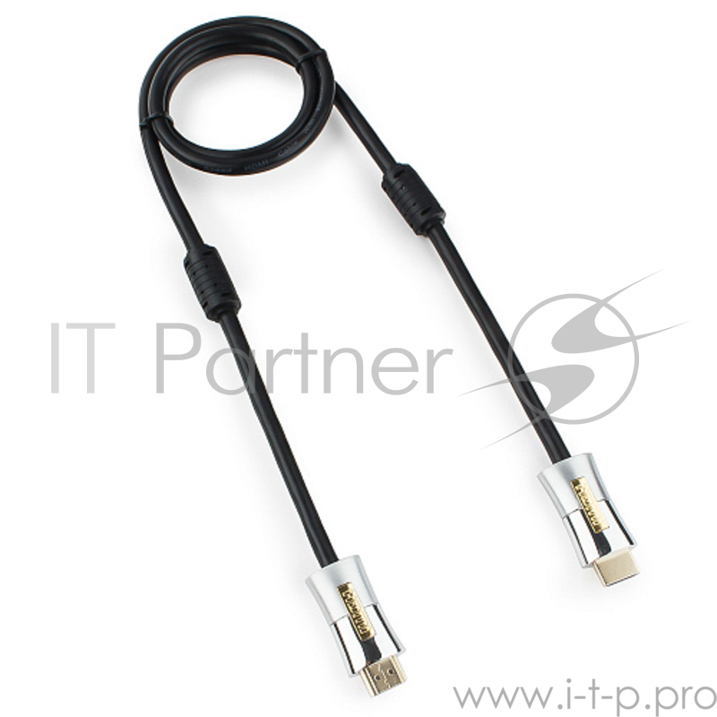 Кабель Кабель HDMI Cablexpert, серия Platinum, 1 м, v2.0, M/M, позол.разъемы, металлический корпус, ферритовые кольца, блистер (CC-P-HDMI01-1M)