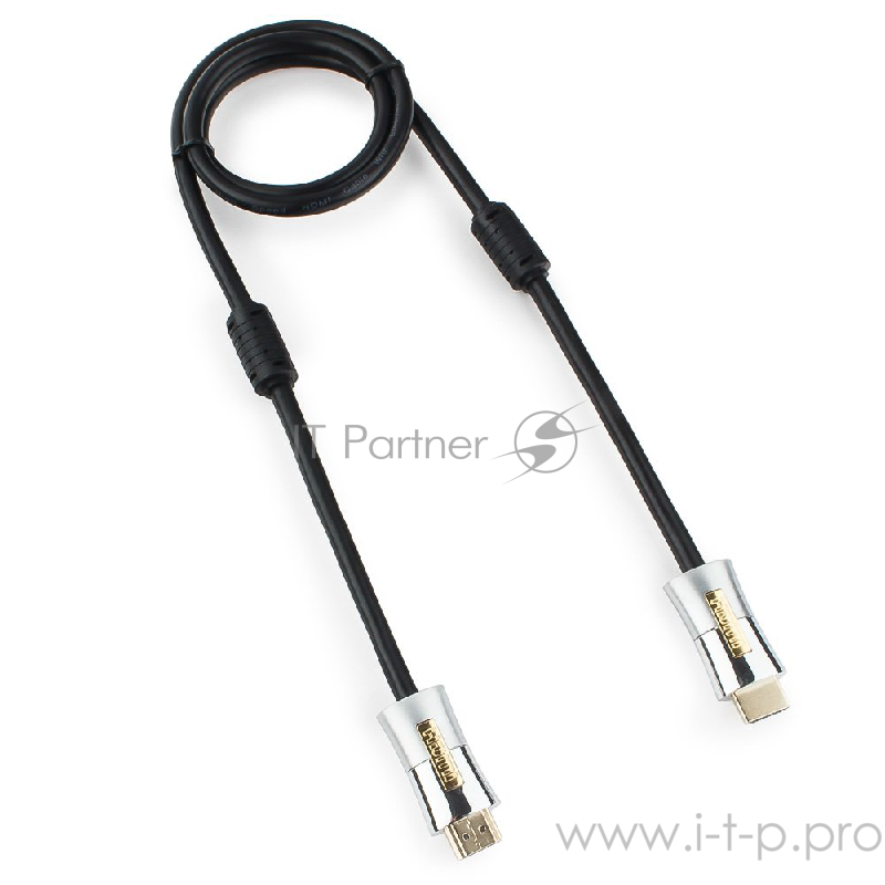 Кабель Кабель HDMI Cablexpert, серия Platinum, 1 м, v2.0, M/M, позол.разъемы, металлический корпус, ферритовые кольца, блистер (CC-P-HDMI01-1M)