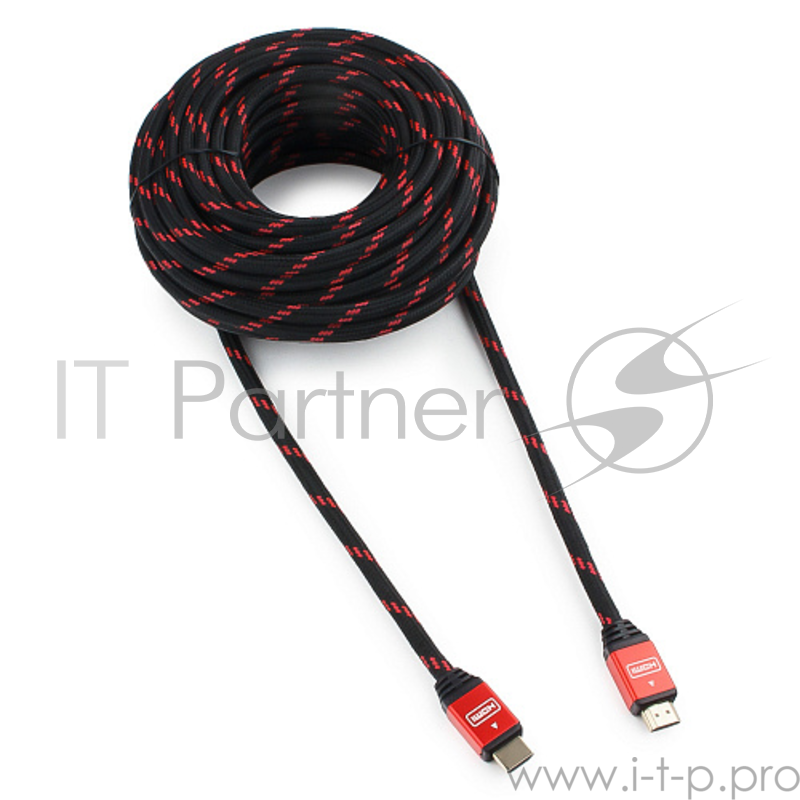 Кабель Кабель HDMI Cablexpert, серия Gold, 15 м, v1.4, M/M, красный, позол.разъемы, алюминиевый корпус, нейлоновая оплетка, коробка (CC-G-HDMI02-15M)