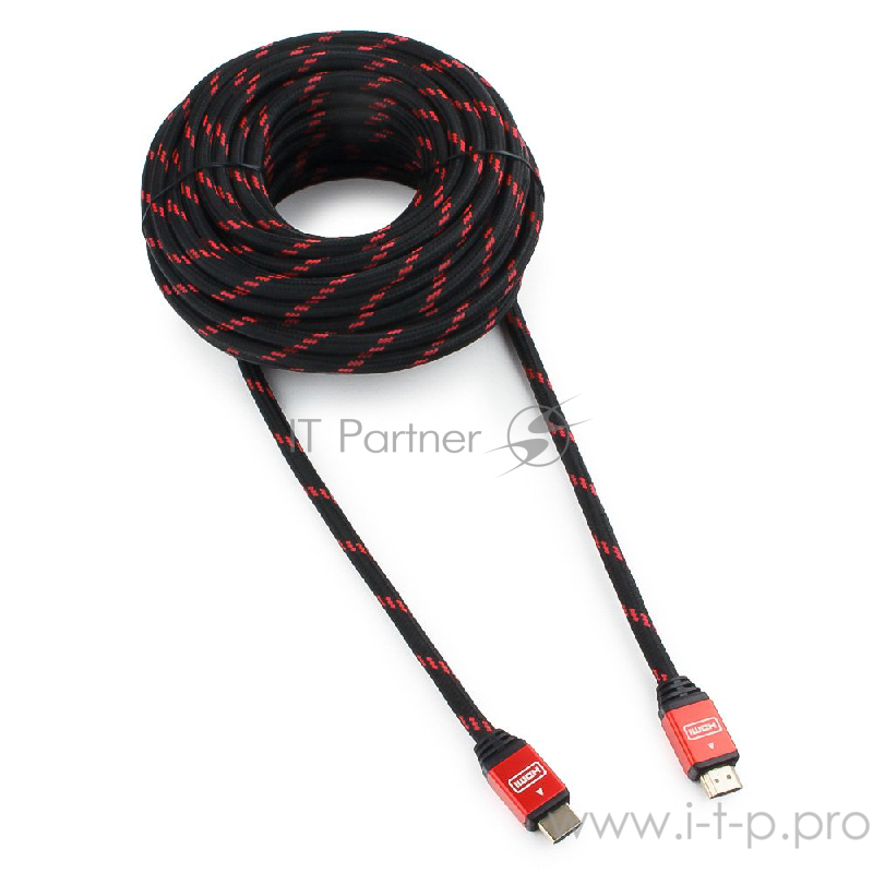 Кабель Кабель HDMI Cablexpert, серия Gold, 15 м, v1.4, M/M, красный, позол.разъемы, алюминиевый корпус, нейлоновая оплетка, коробка (CC-G-HDMI02-15M)